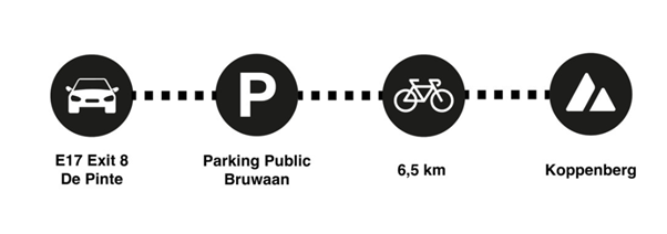 A black circle with white text and a black circle with a white text and a bicycle in the middle
Description automatically generated