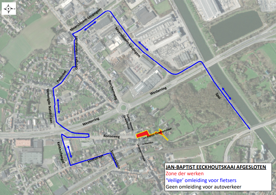 Omleiding fietsers werken Jan Baptist Eeckhoutskaai