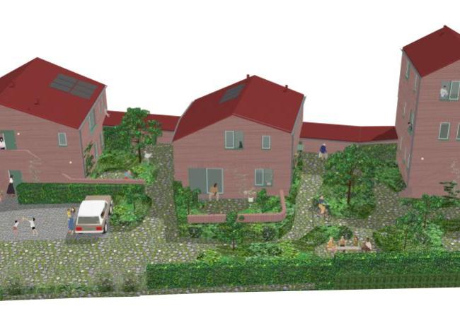 3D beeld project noodwoningen Leupegem