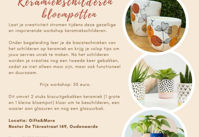 Keramiekschilderen van bloempotten © Annelies VDB