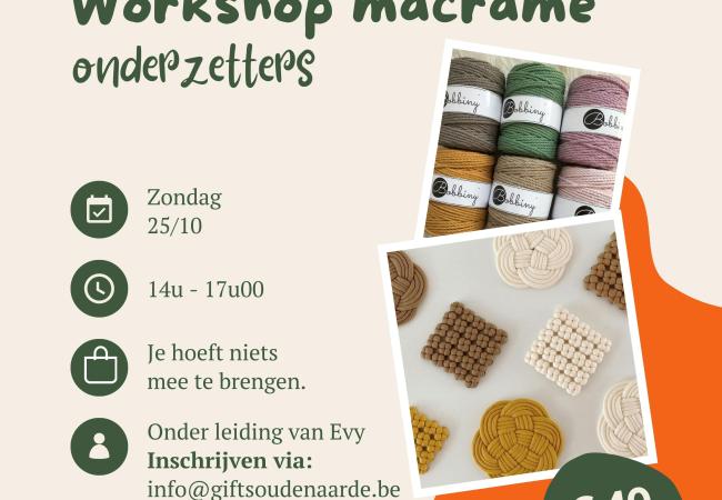 Workshop macramé, onderzetters © Evy Van Wayenberge