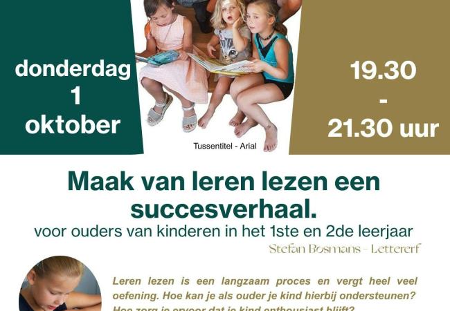 Maak van leren lezen een succesverhaal. © Bib Oudenaarde