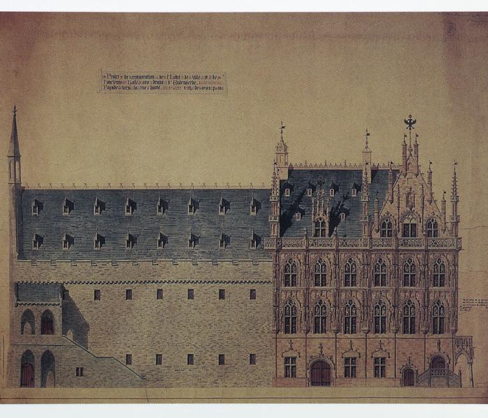 Town Hall, cloth hall, belfry and Royal Fountain